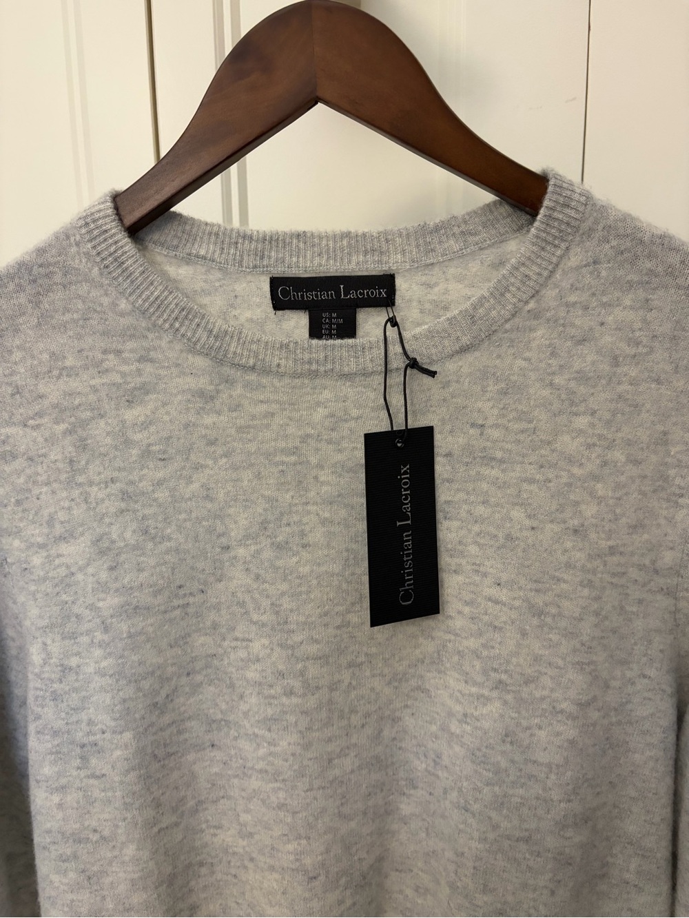 Christian Lacroix Light Gray Men's Sweater. Merino wool & Cashmere blend